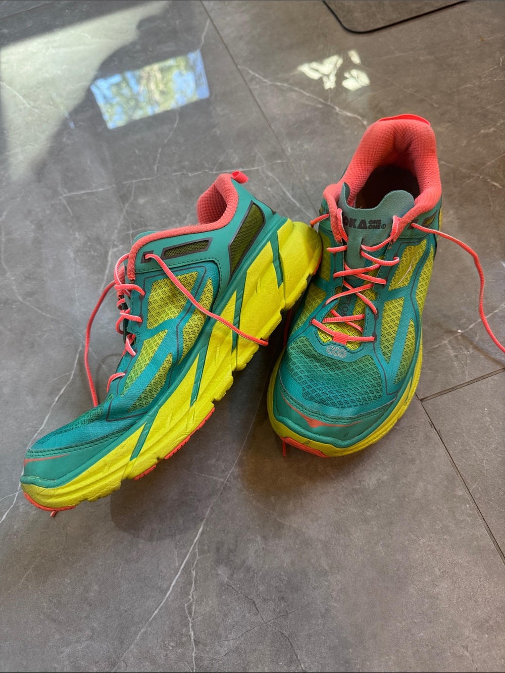 Hoka One One Teal, Yellow & Coral Women's Running Shoes